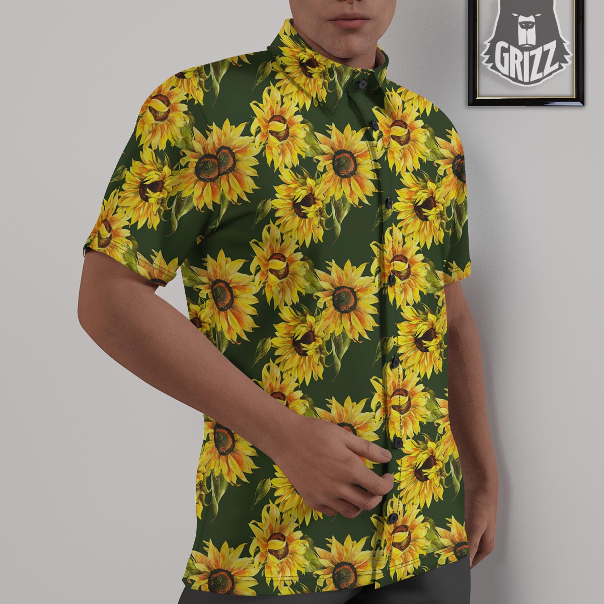 Floral Sunflower Print Pattern Untucked Shirts-grizzshop
