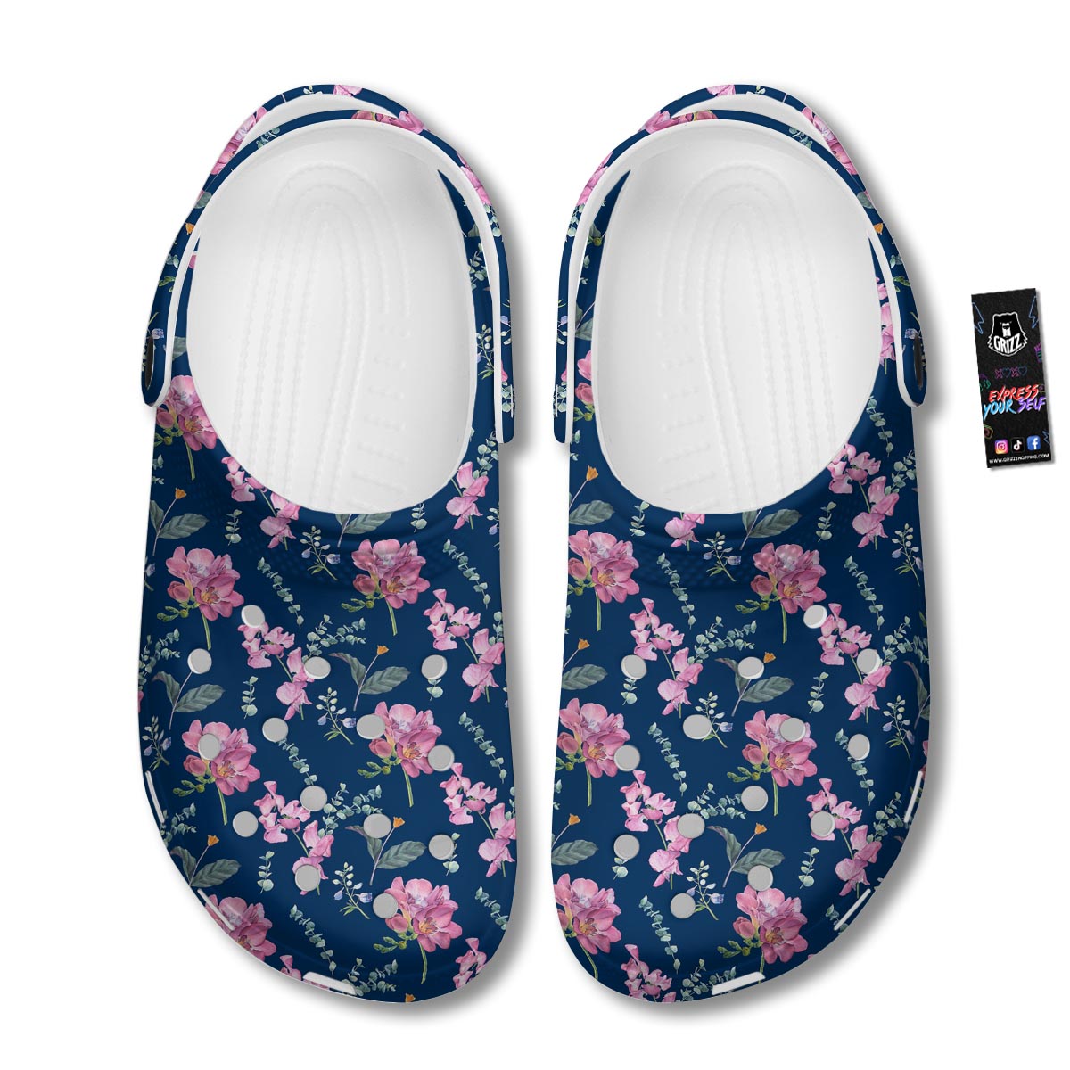 Floral Sweet Pea Print Pattern Clog-grizzshop