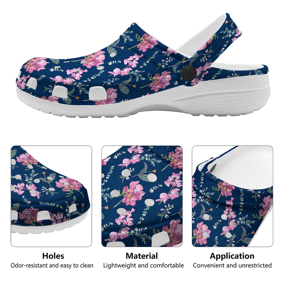 Floral Sweet Pea Print Pattern Clog-grizzshop