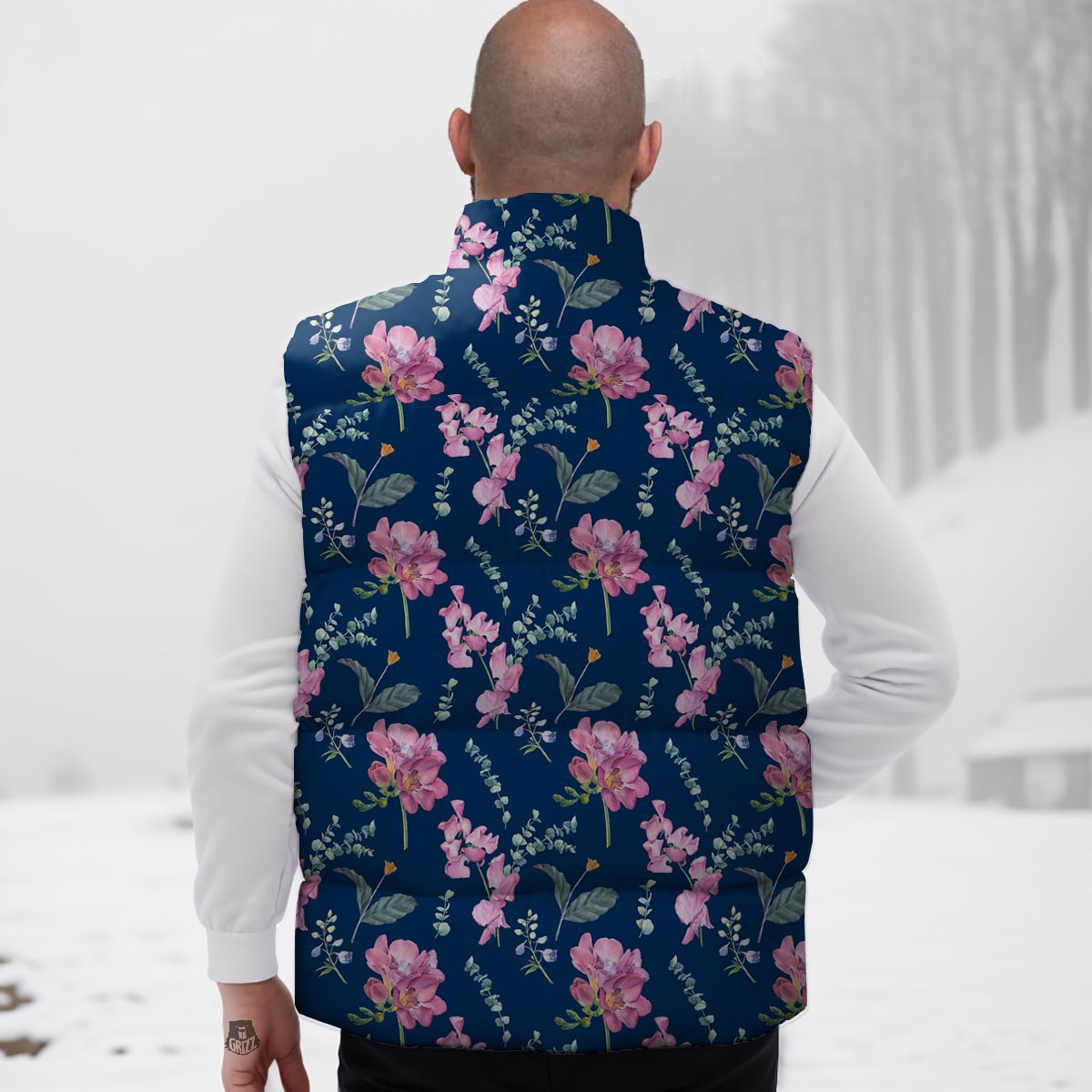 Floral Sweet Pea Print Pattern Down Vest
