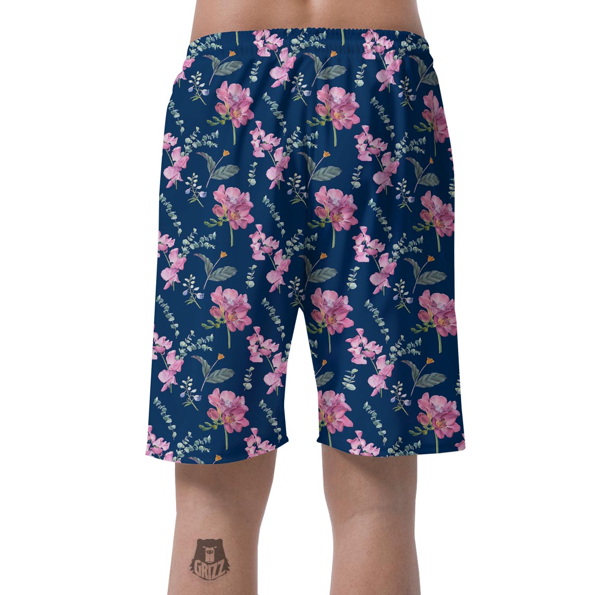 Floral Sweet Pea Print Pattern Men's Shorts-grizzshop