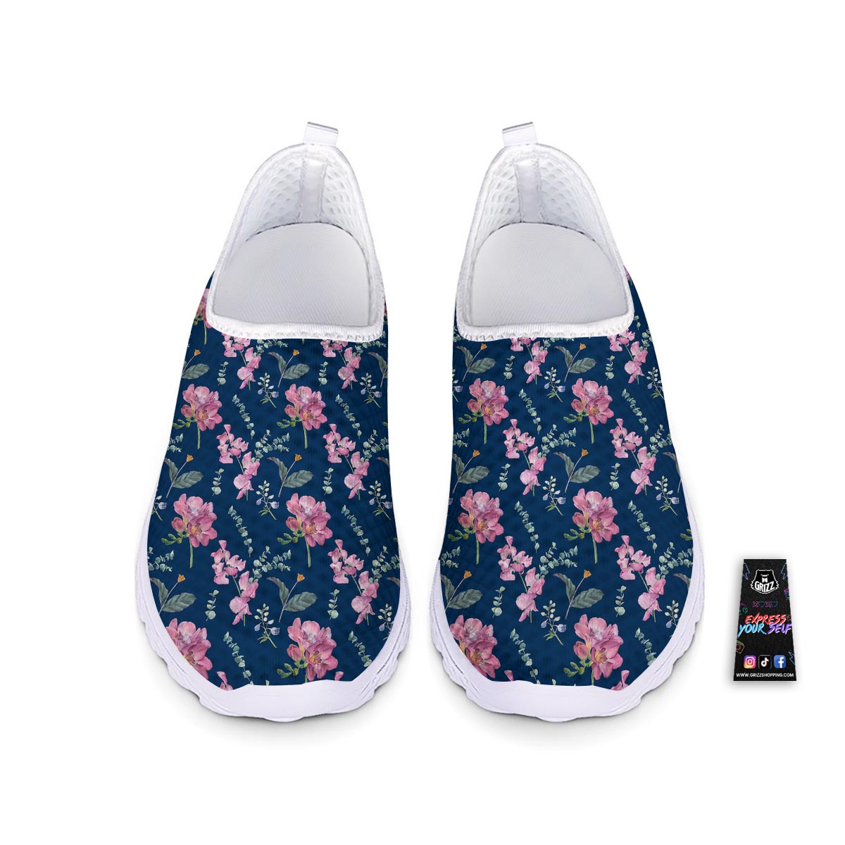 Floral Sweet Pea Print Pattern Nurse Shoes-grizzshop