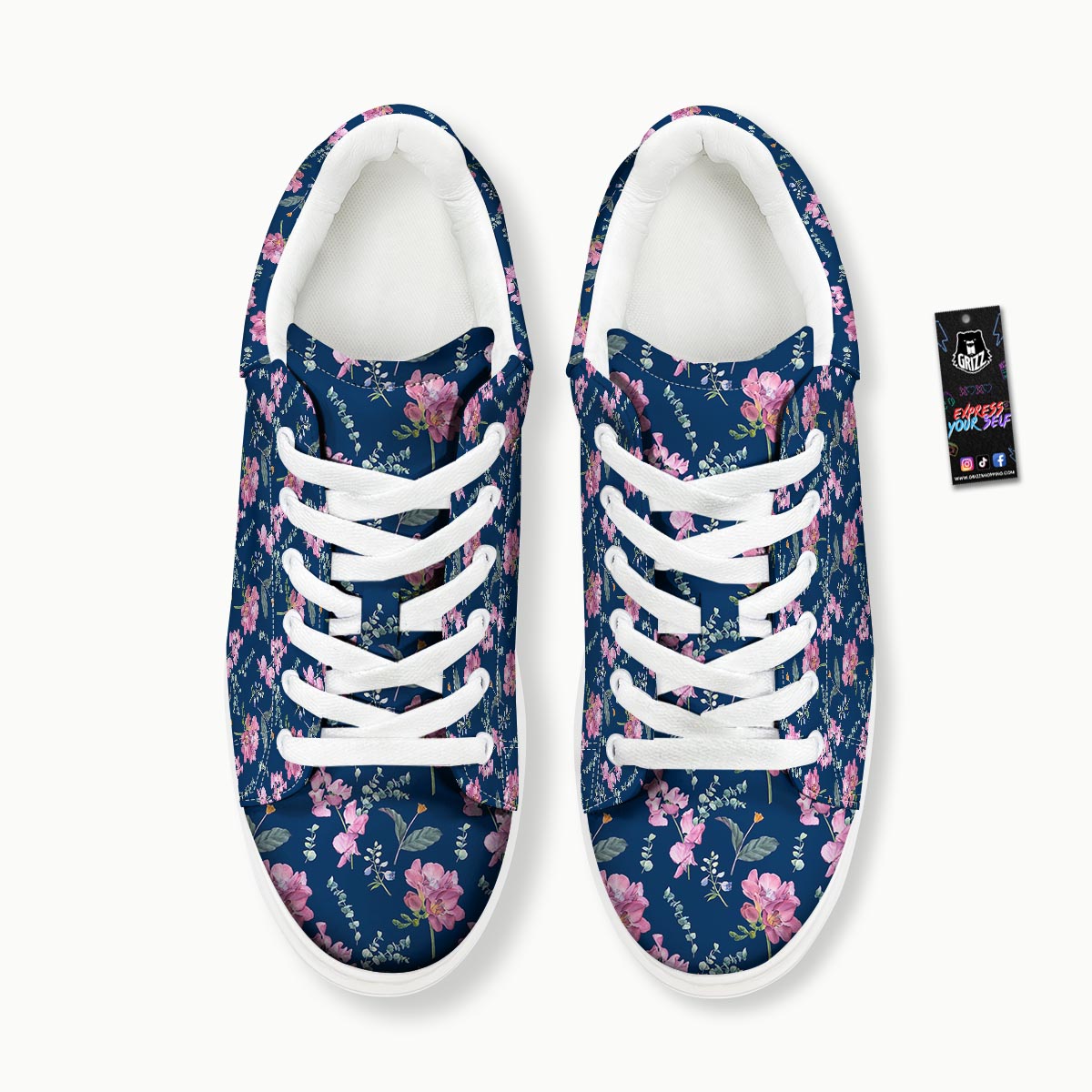Floral Sweet Pea Print Pattern Platform Shoes-grizzshop