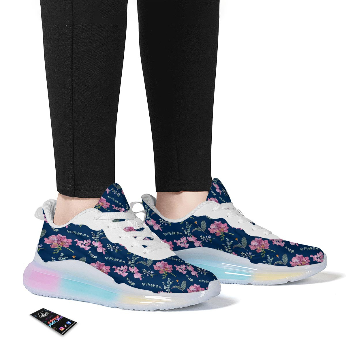 Floral Sweet Pea Print Pattern Running Sneakers-grizzshop