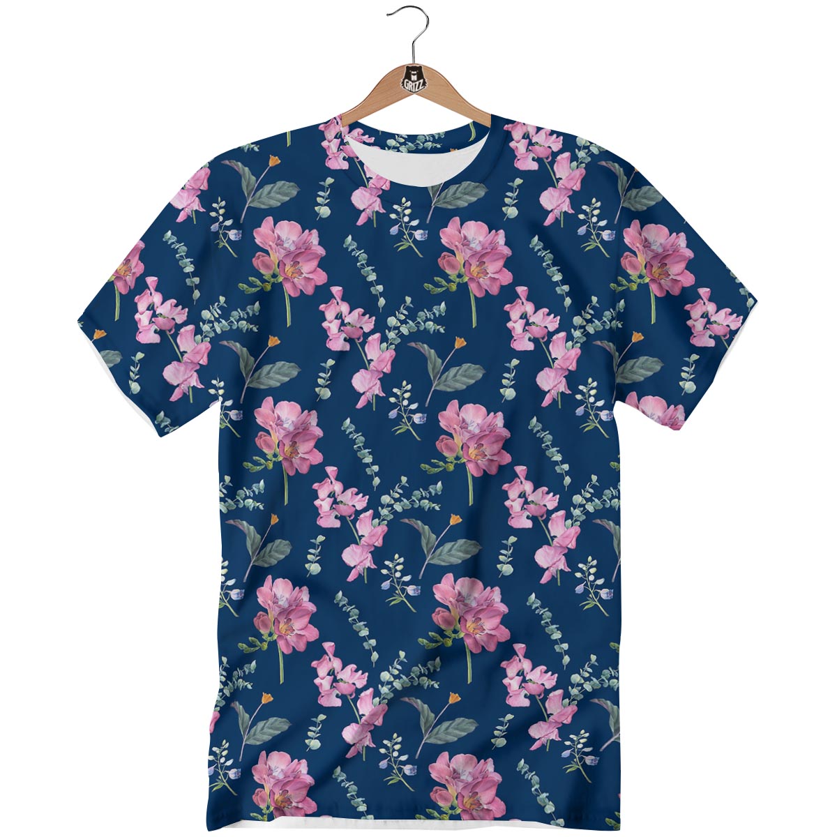 Floral Sweet Pea Print Pattern T-Shirt-grizzshop