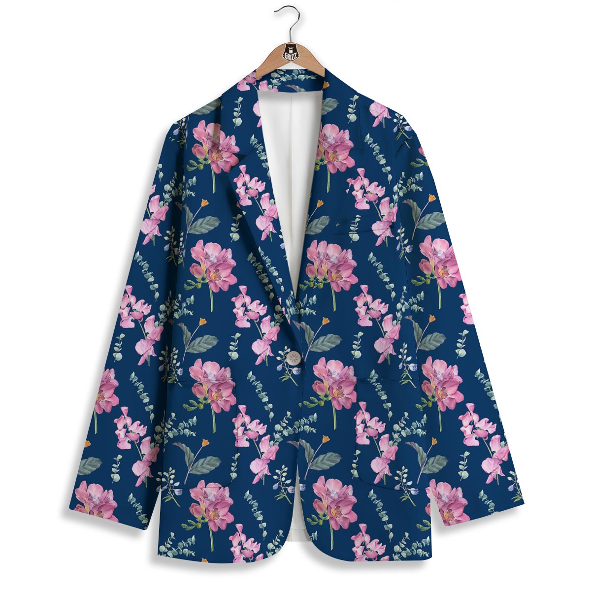 Floral Sweet Pea Print Pattern Women's Blazer-grizzshop