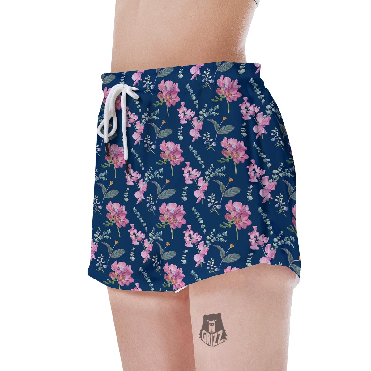 Floral Sweet Pea Print Pattern Women's Shorts-grizzshop