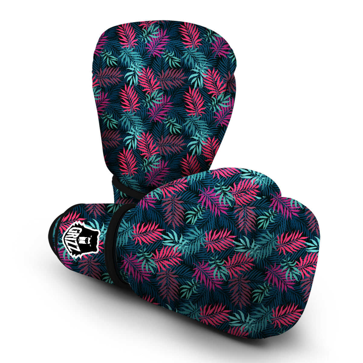 Floral Tropical Hawaiian Palm Leaves Pattern Print Boxing Gloves-grizzshop