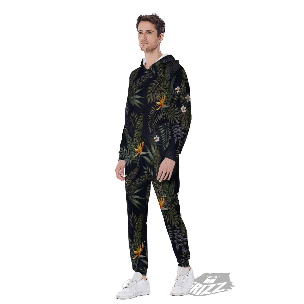 Floral Tropical Vintage Print Pattern Men's Jumpsuit-grizzshop
