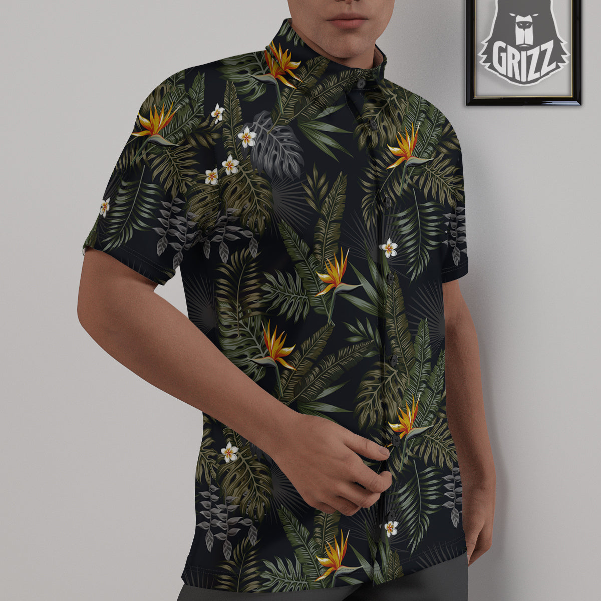 Floral Tropical Vintage Print Pattern Untucked Shirts-grizzshop