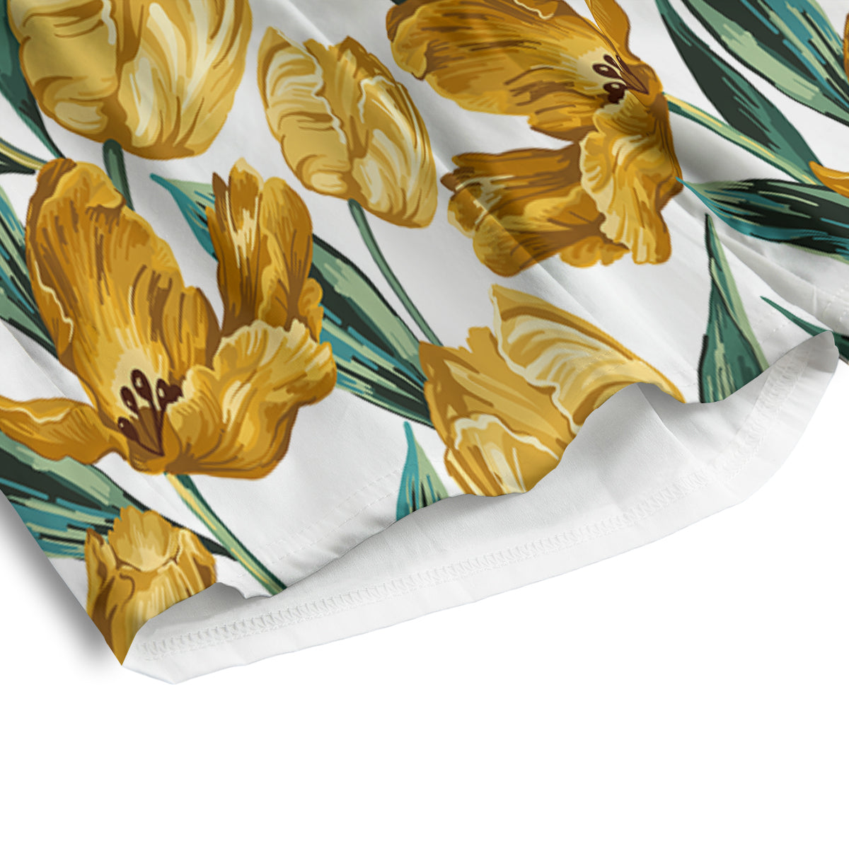 Floral Tulip Yellow Print Pattern Men's Athletic Shorts