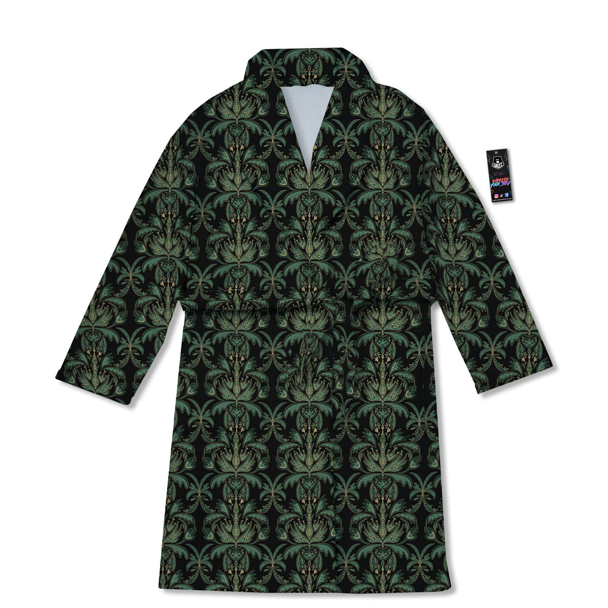 Floral Western Dark Print Pattern Bathrobe-grizzshop