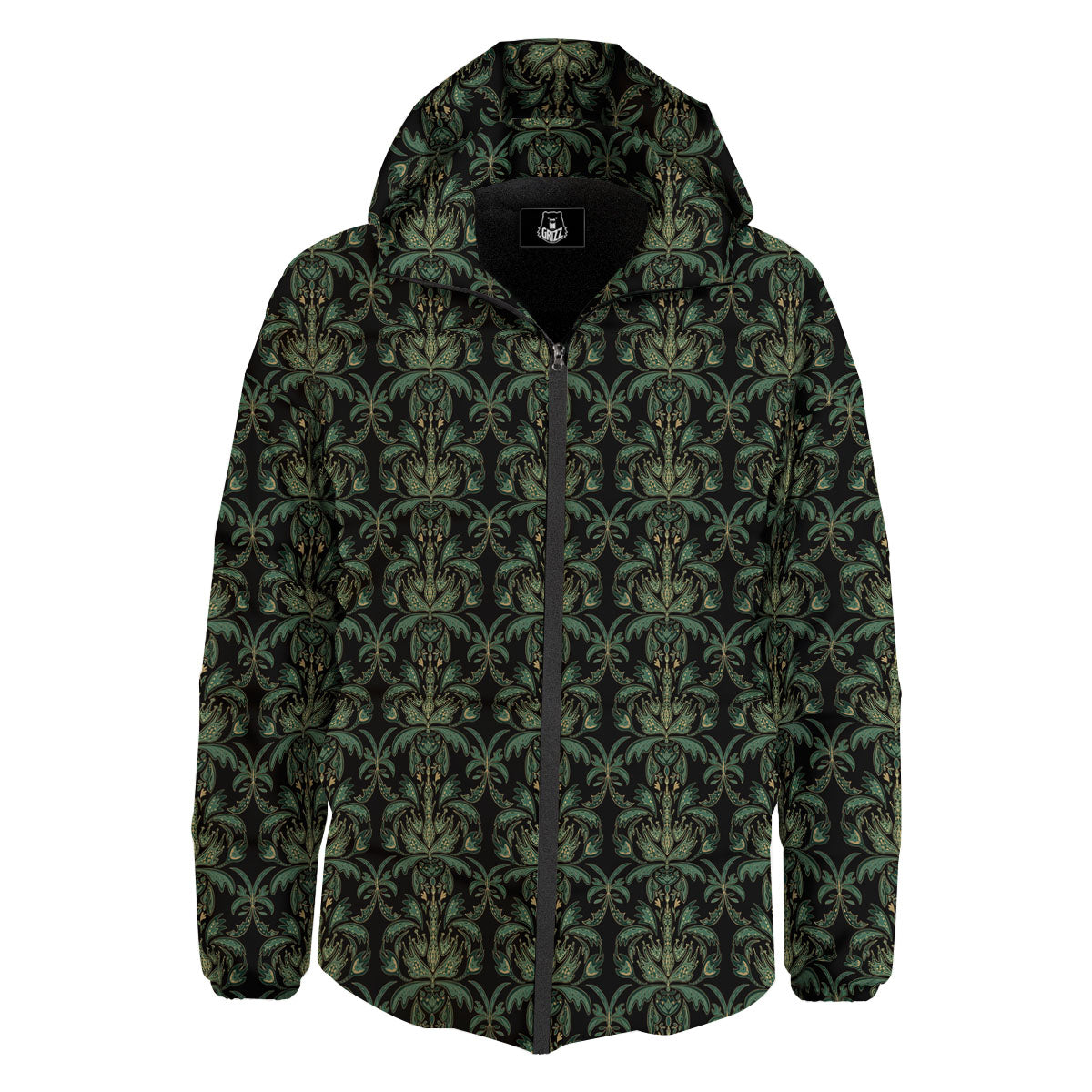 Floral Western Dark Print Pattern Down Jacket-grizzshop