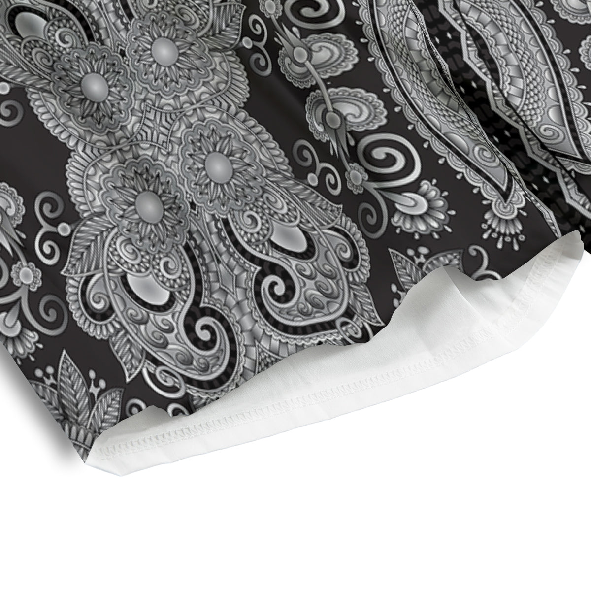 Floral Western Grey And White Print Pattern Men's Athletic Shorts