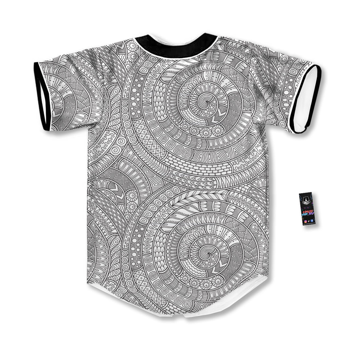 Floral Zentangle Print Pattern Baseball Jersey-grizzshop