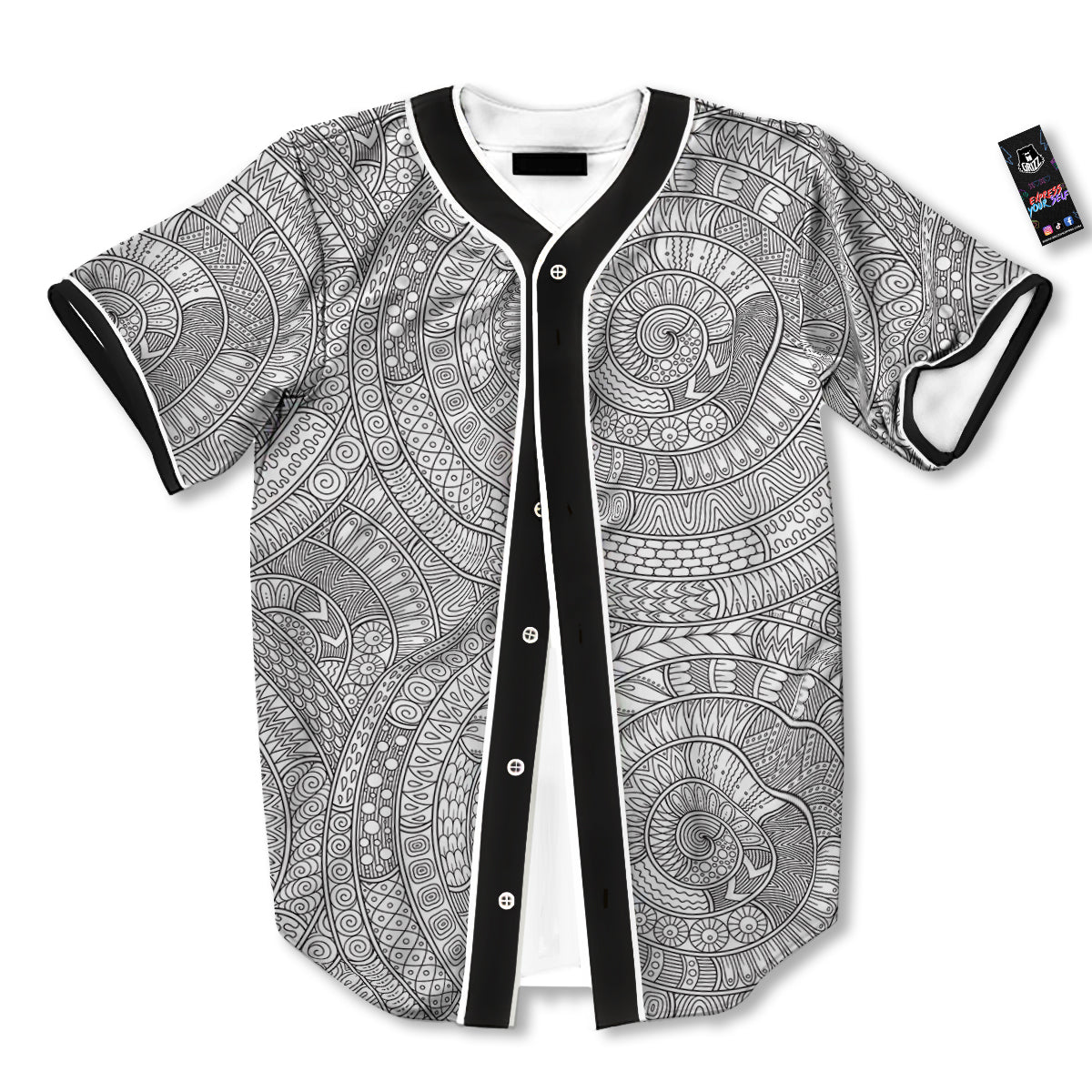 Floral Zentangle Print Pattern Baseball Jersey-grizzshop