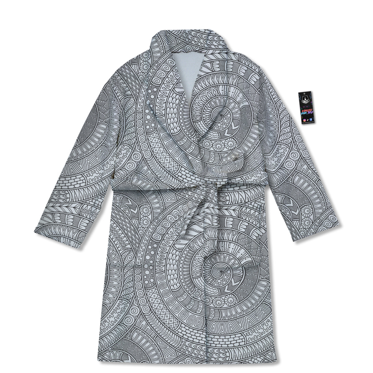 Floral Zentangle Print Pattern Bathrobe-grizzshop