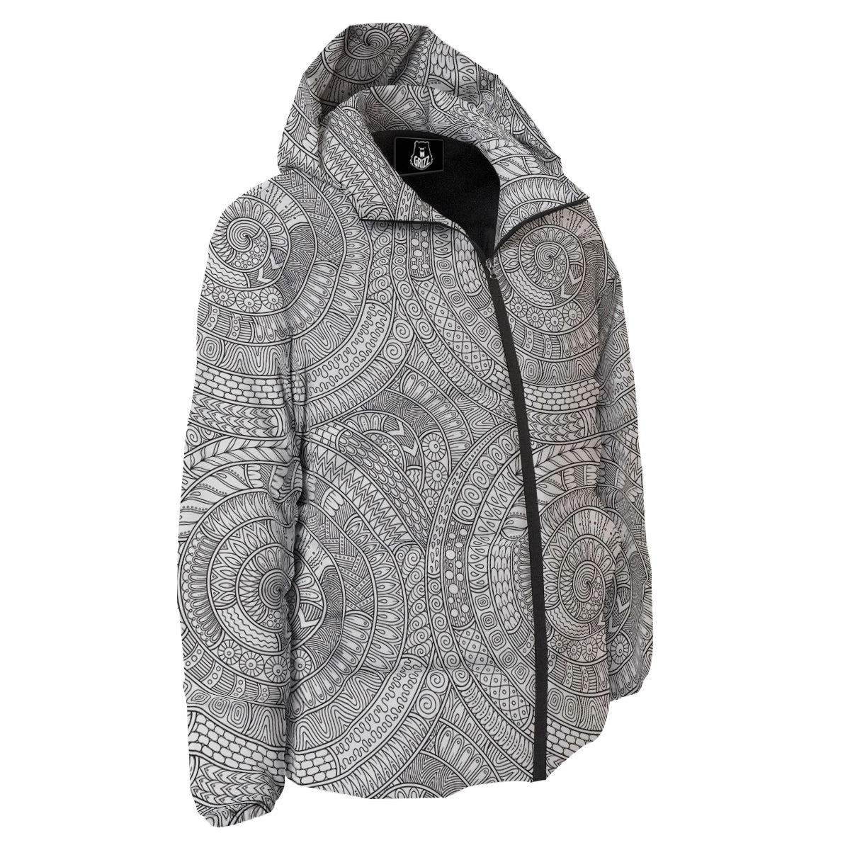 Floral Zentangle Print Pattern Down Jacket-grizzshop