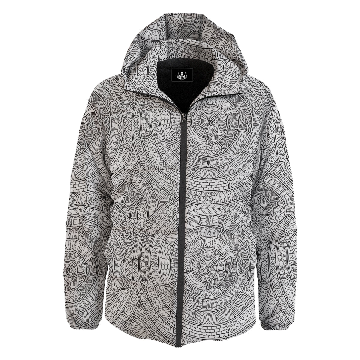 Floral Zentangle Print Pattern Down Jacket-grizzshop