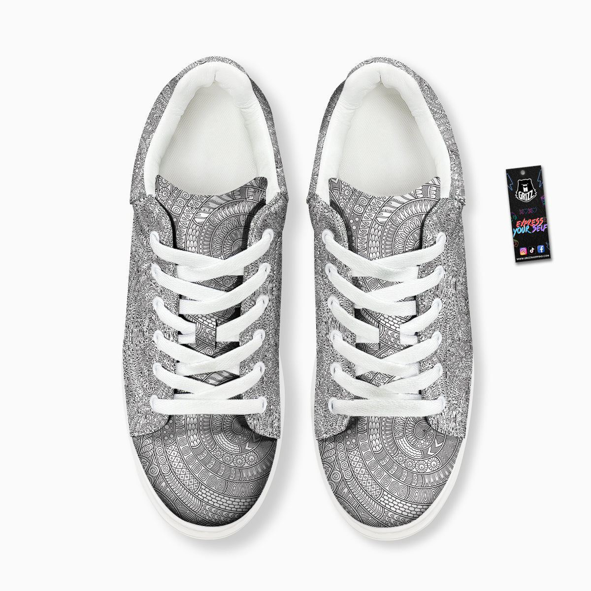 Floral Zentangle Print Pattern Platform Shoes-grizzshop