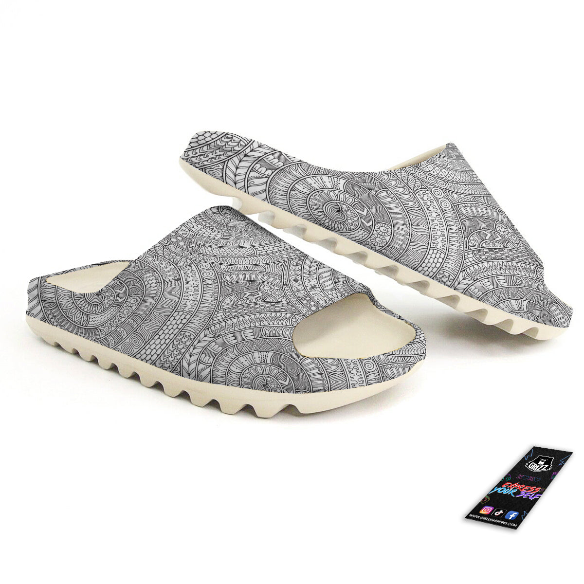 Floral Zentangle Print Pattern Sandals-grizzshop