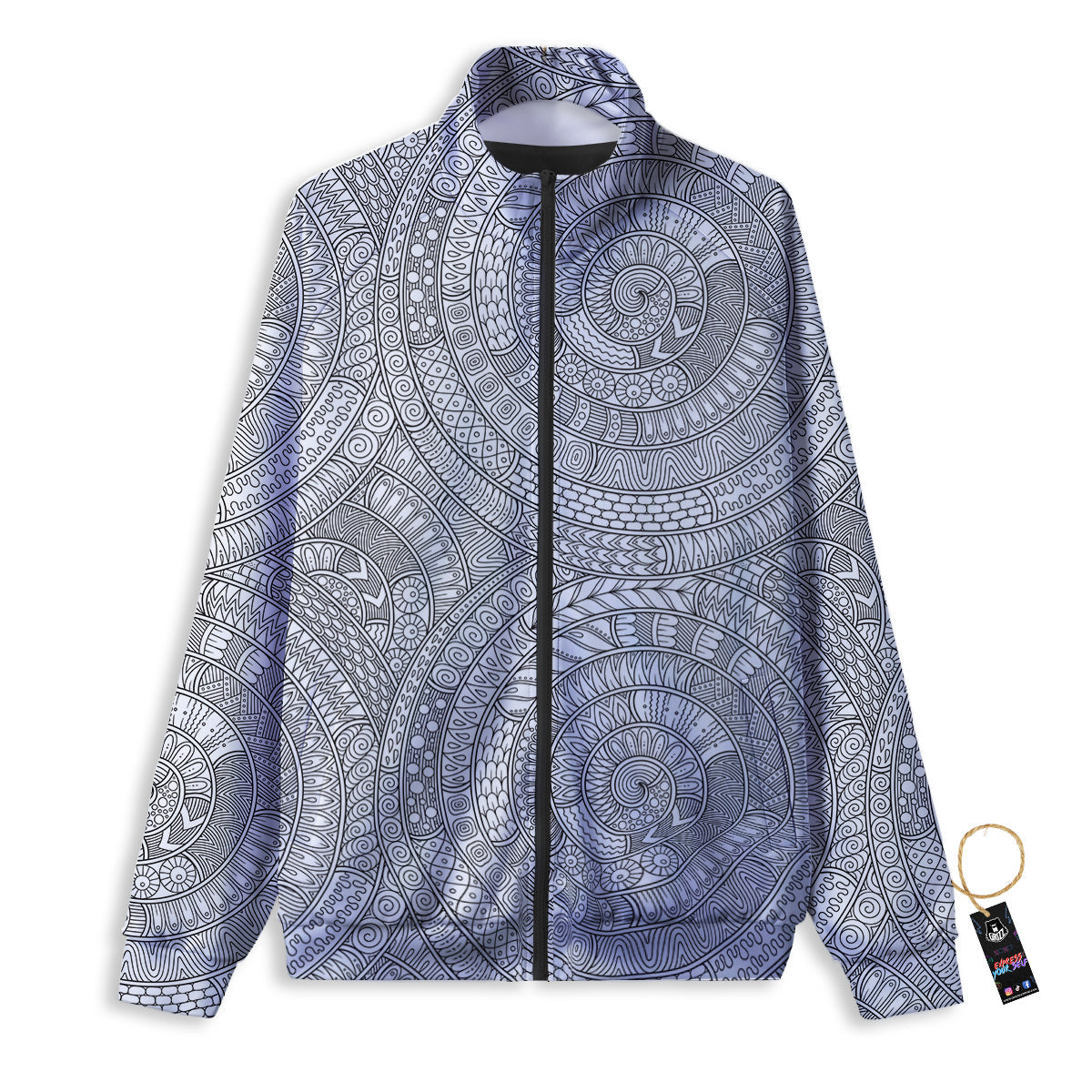 Floral Zentangle Print Pattern Track Jacket-grizzshop