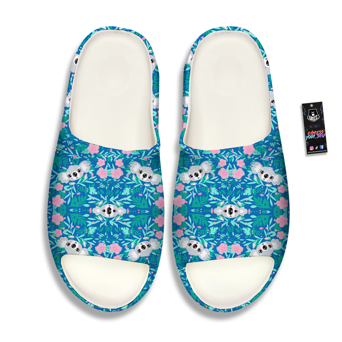 Floral And Baby Koala Print Pattern Sandals-grizzshop