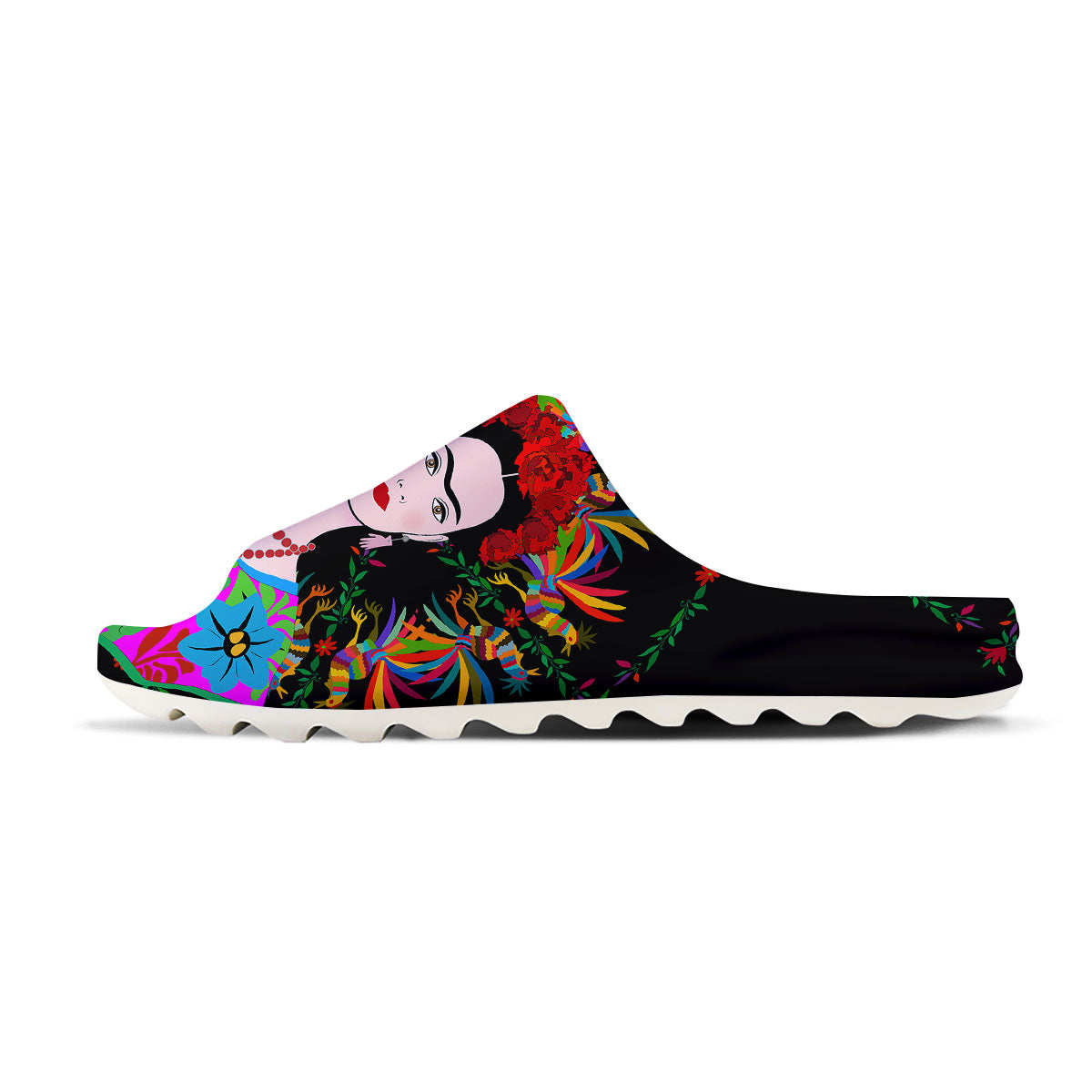 Floral And Frida Kahlo Print Sandals-grizzshop