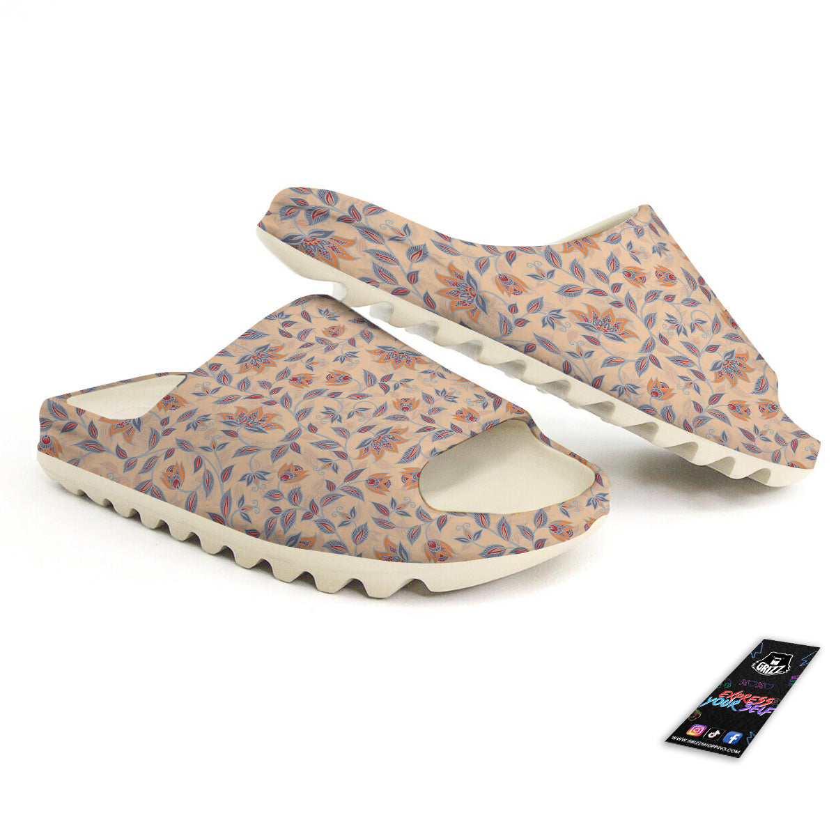 Floral Bohemian Beige Print Pattern Sandals-grizzshop