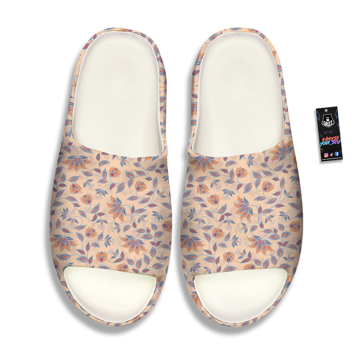 Floral Bohemian Beige Print Pattern Sandals-grizzshop