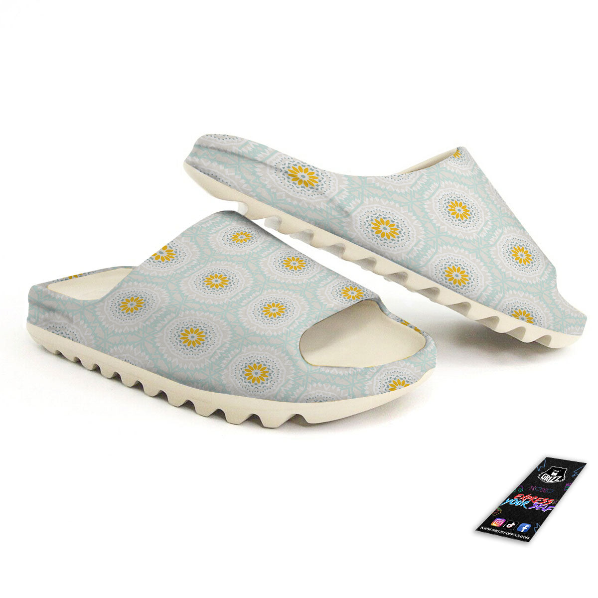 Floral Bohemian Pastel Print Pattern Sandals-grizzshop