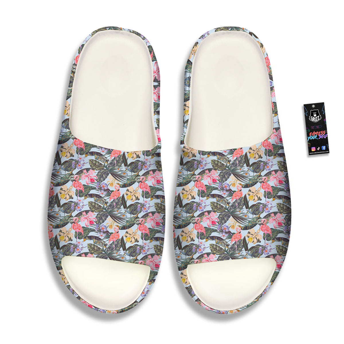 Floral Hawaiian And Flamingo Print Sandals-grizzshop