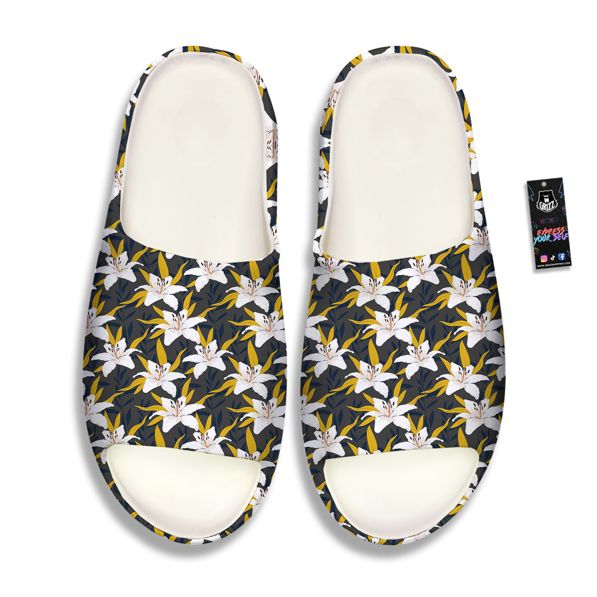 Floral Lily Print Pattern Sandals-grizzshop
