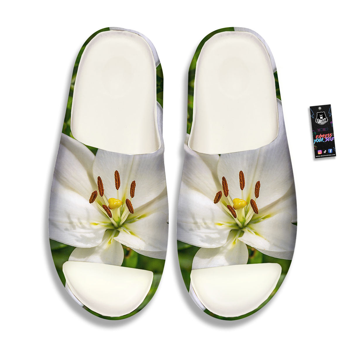 Floral Lily Print Sandals-grizzshop