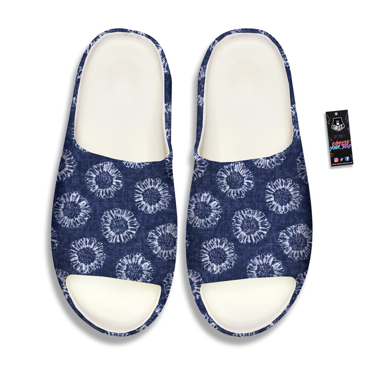 Floral Shibori Print Pattern Sandals-grizzshop