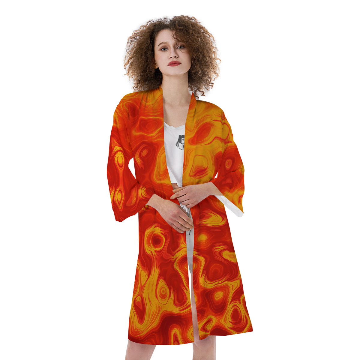 Flow Lava Print Kimono-grizzshop