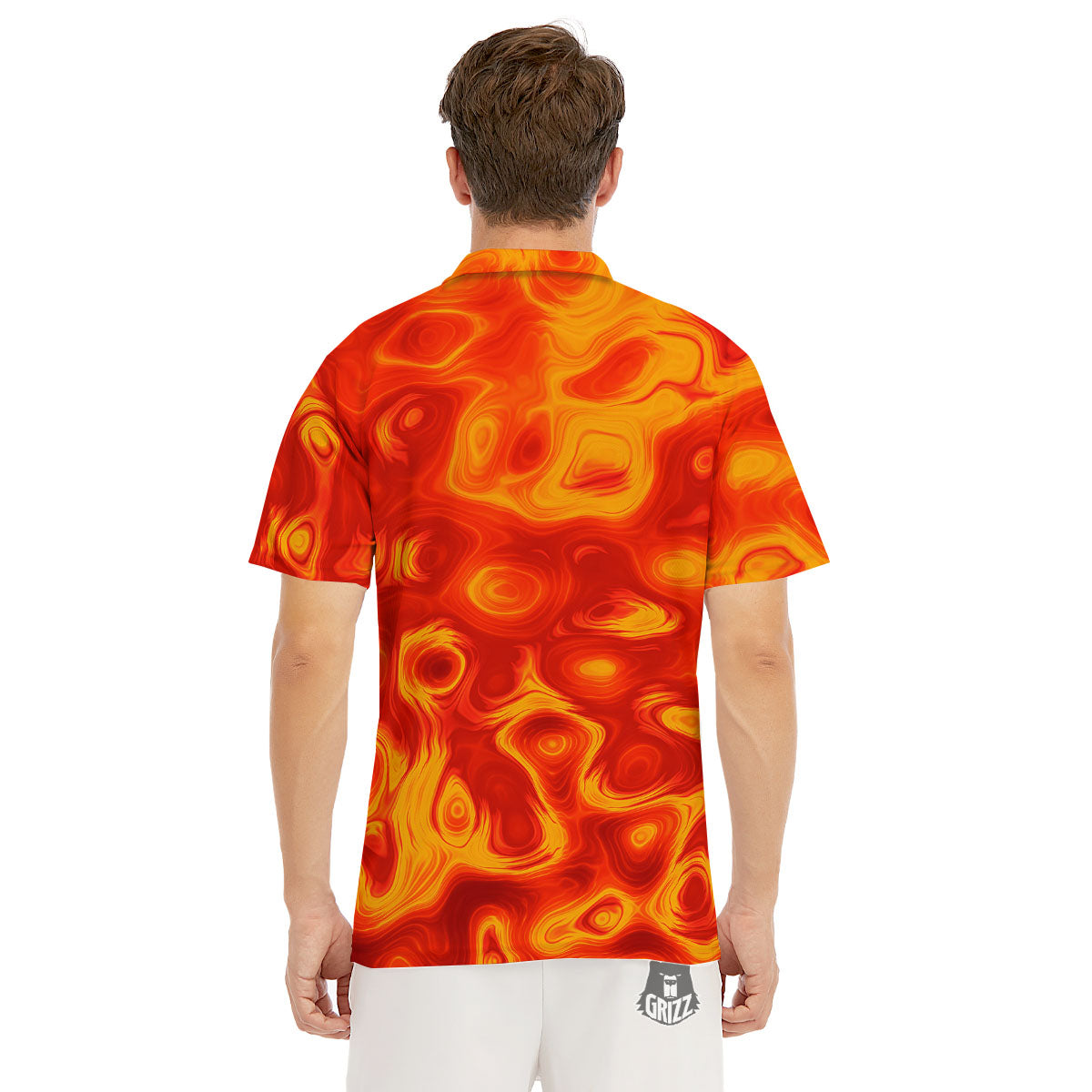 Flow Lava Print Men's Golf Shirts-grizzshop