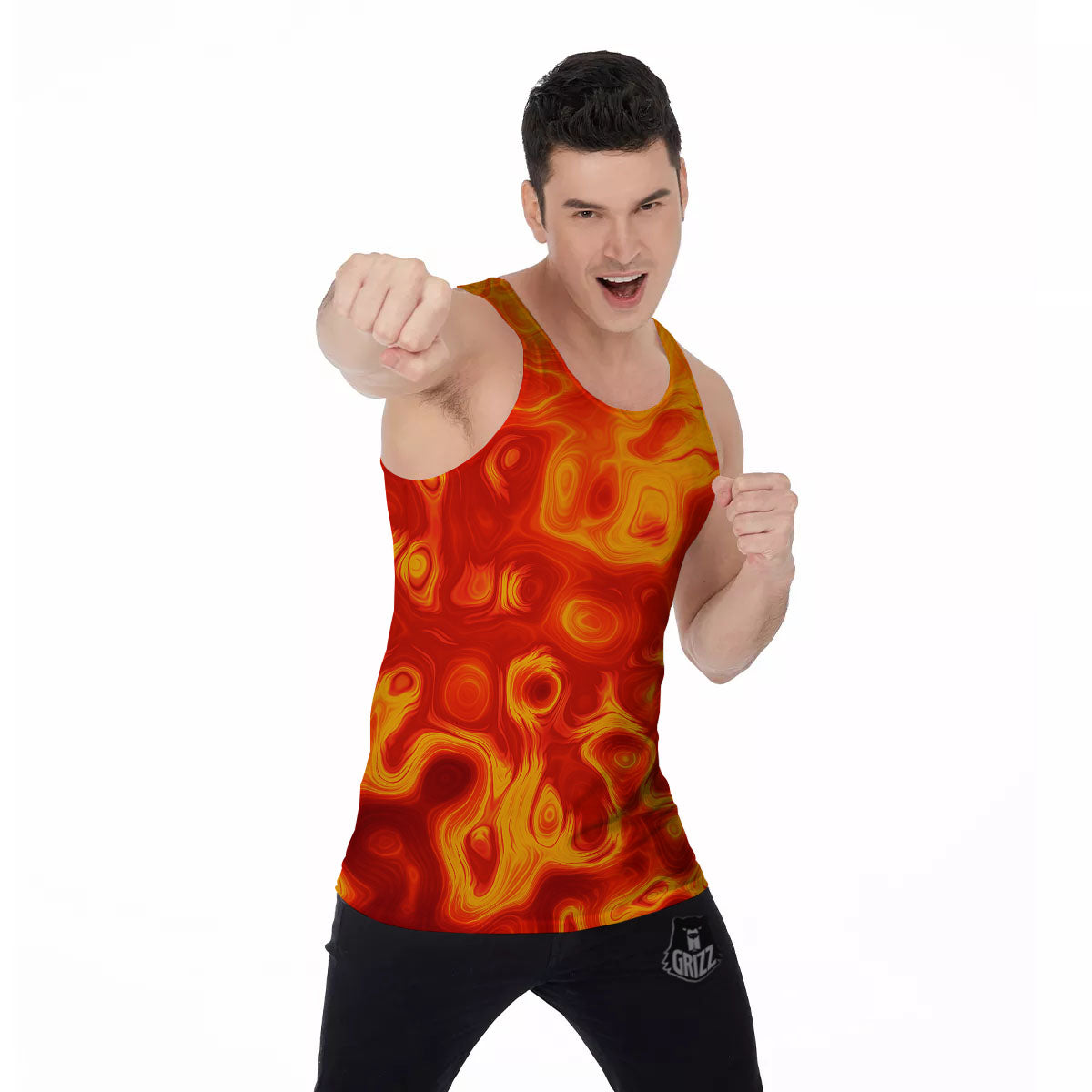 Flow Lava Print Men's Tank Top-grizzshop
