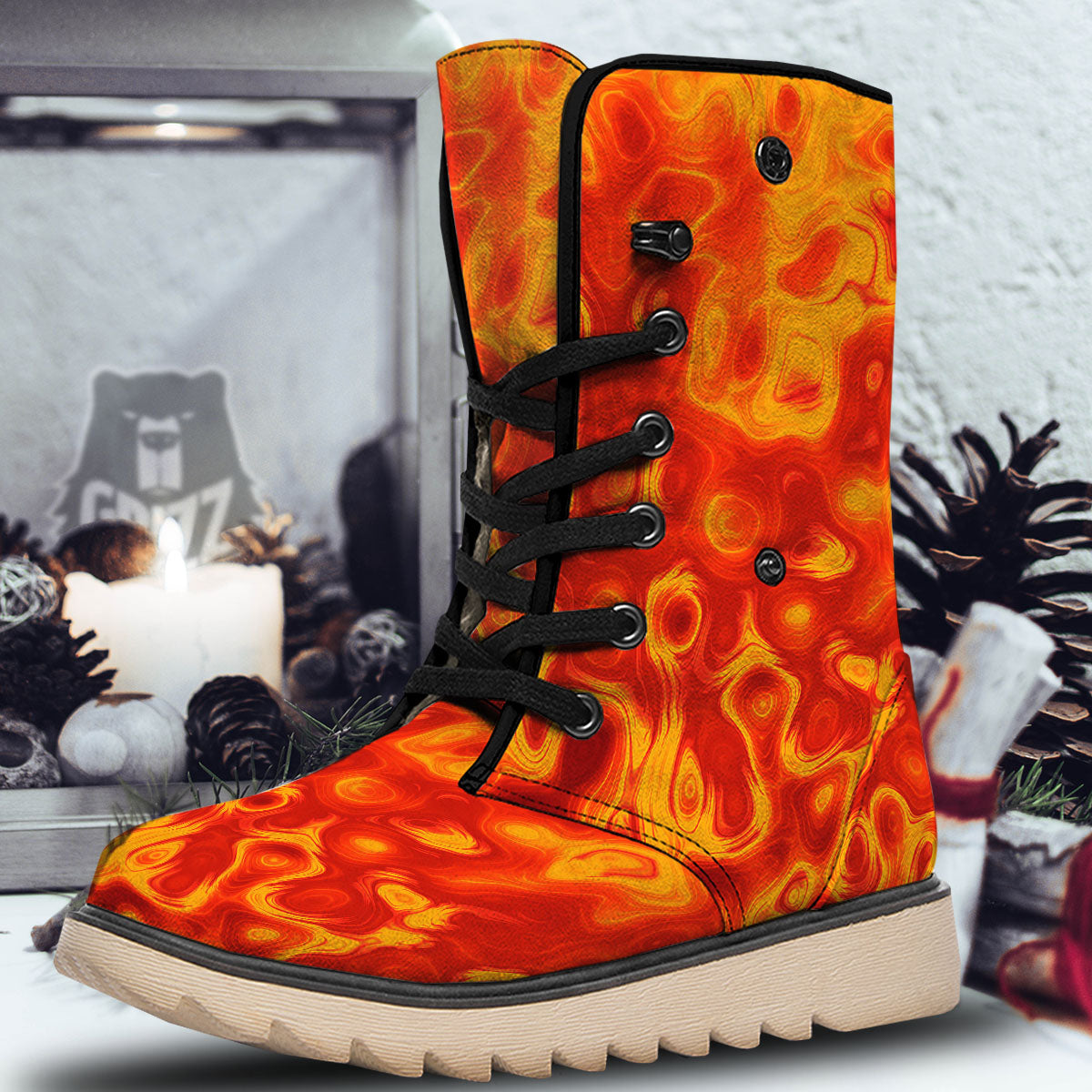 Flow Lava Print Snow Boots-grizzshop