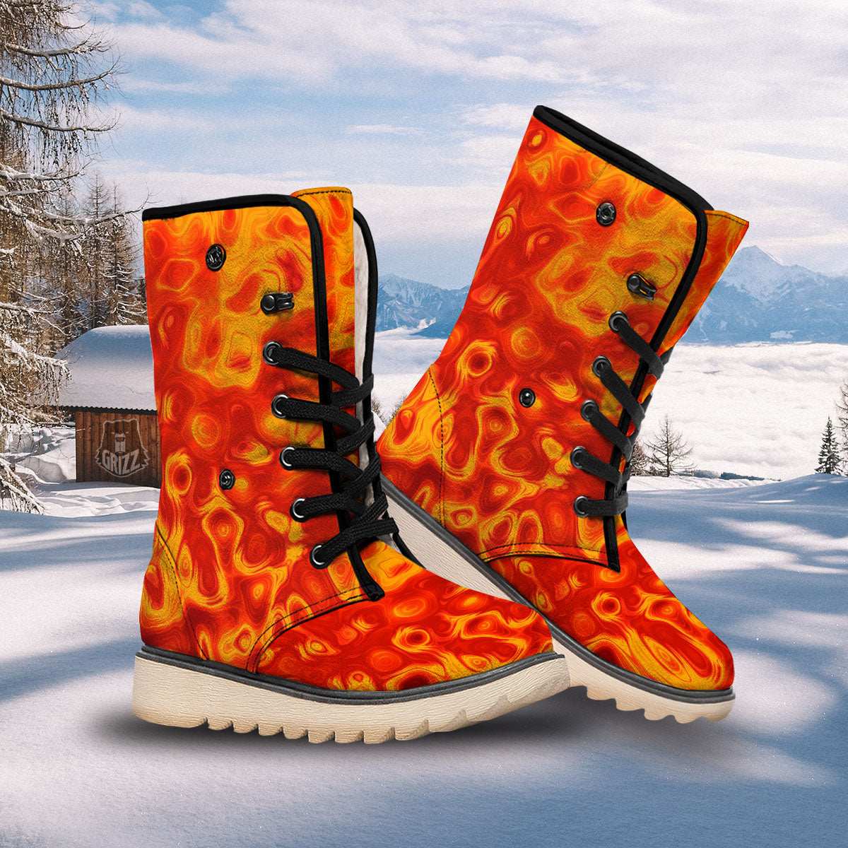 Flow Lava Print Snow Boots-grizzshop