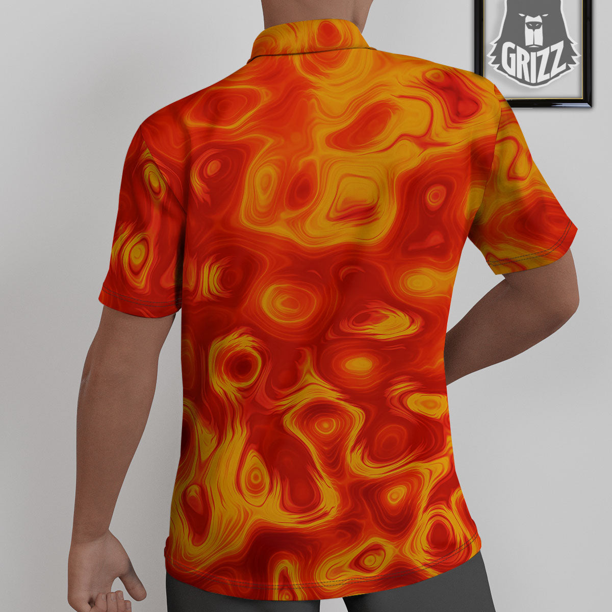 Flow Lava Print Untucked Shirts-grizzshop