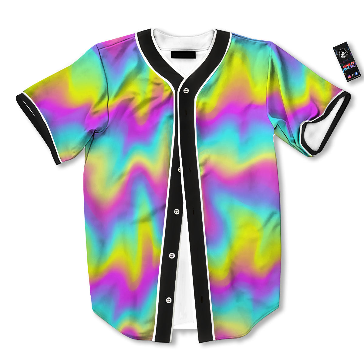 Flow Rainbow Print Pattern Baseball Jersey-grizzshop