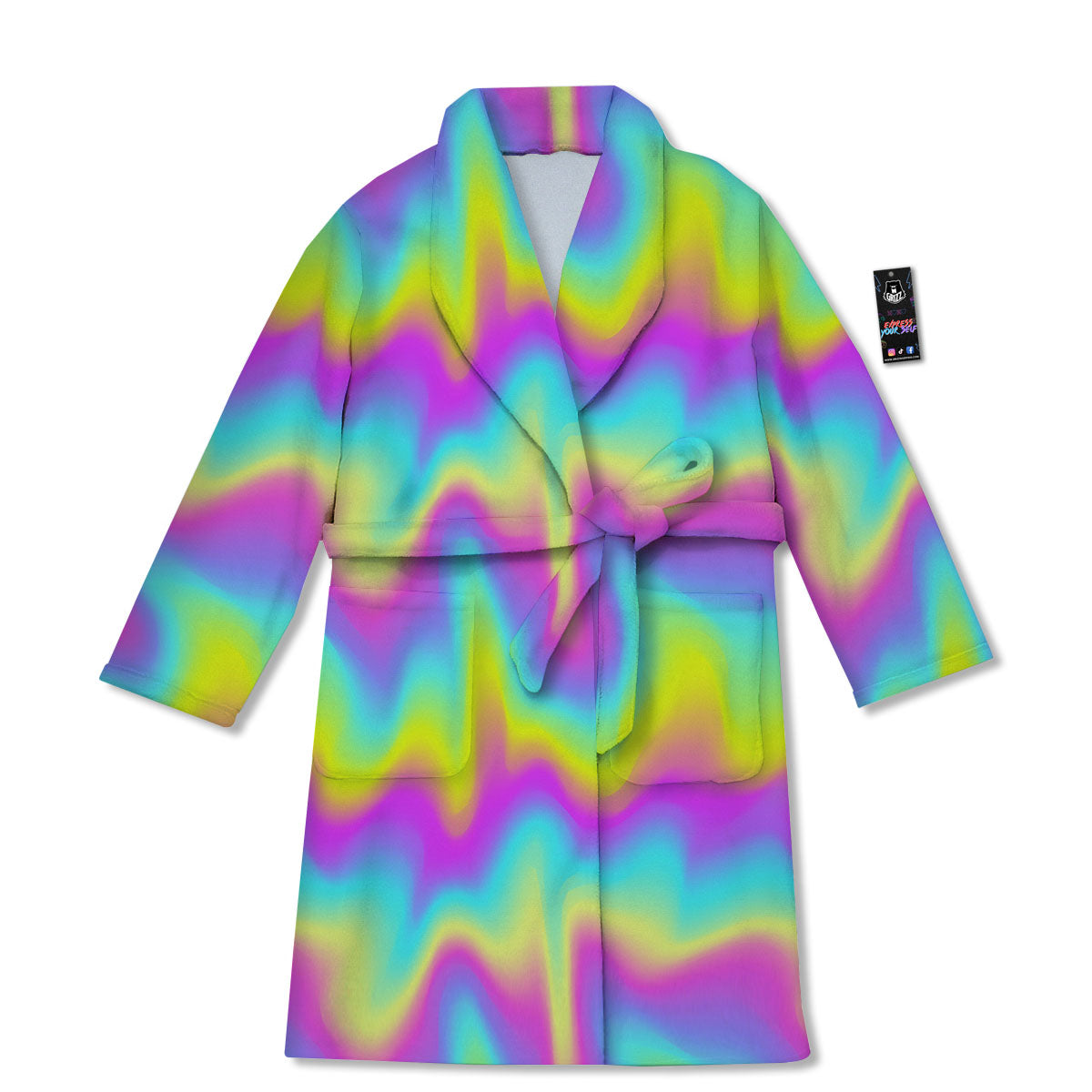 Flow Rainbow Print Pattern Bathrobe-grizzshop