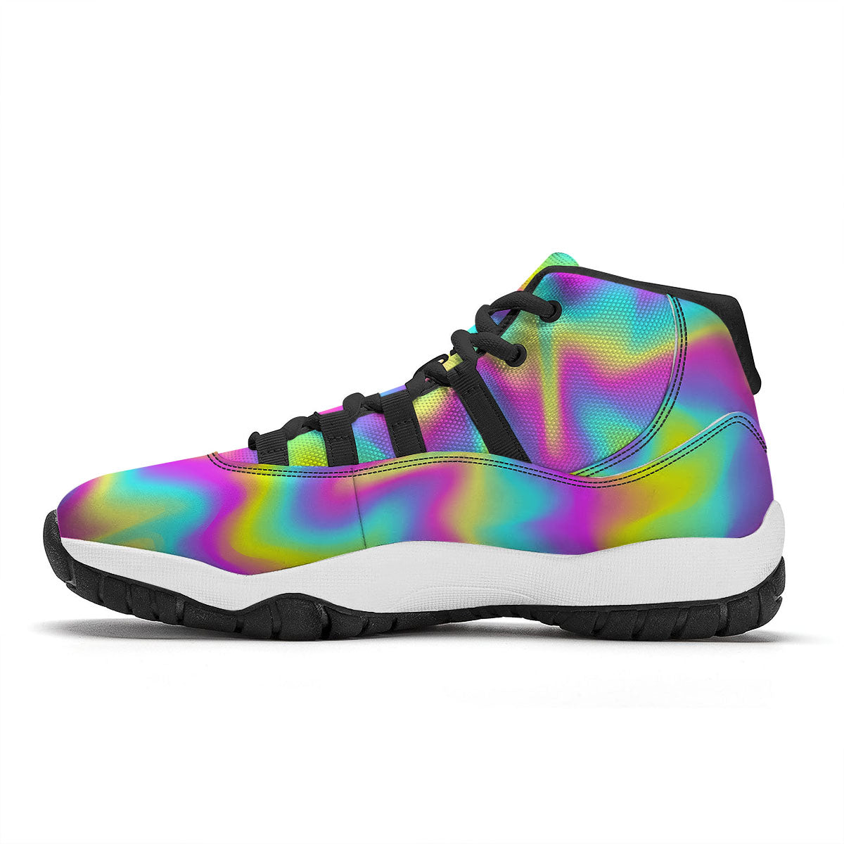 Flow Rainbow Print Pattern Black Bball Shoes-grizzshop