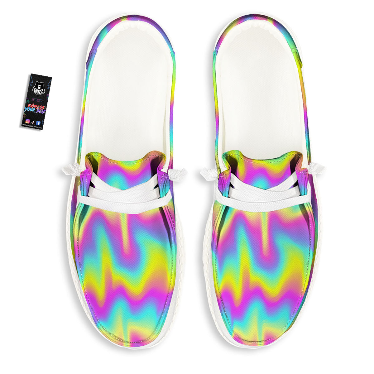 Flow Rainbow Print Pattern Black Loafers-grizzshop