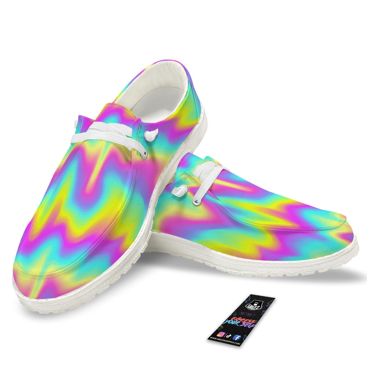 Flow Rainbow Print Pattern Black Loafers-grizzshop