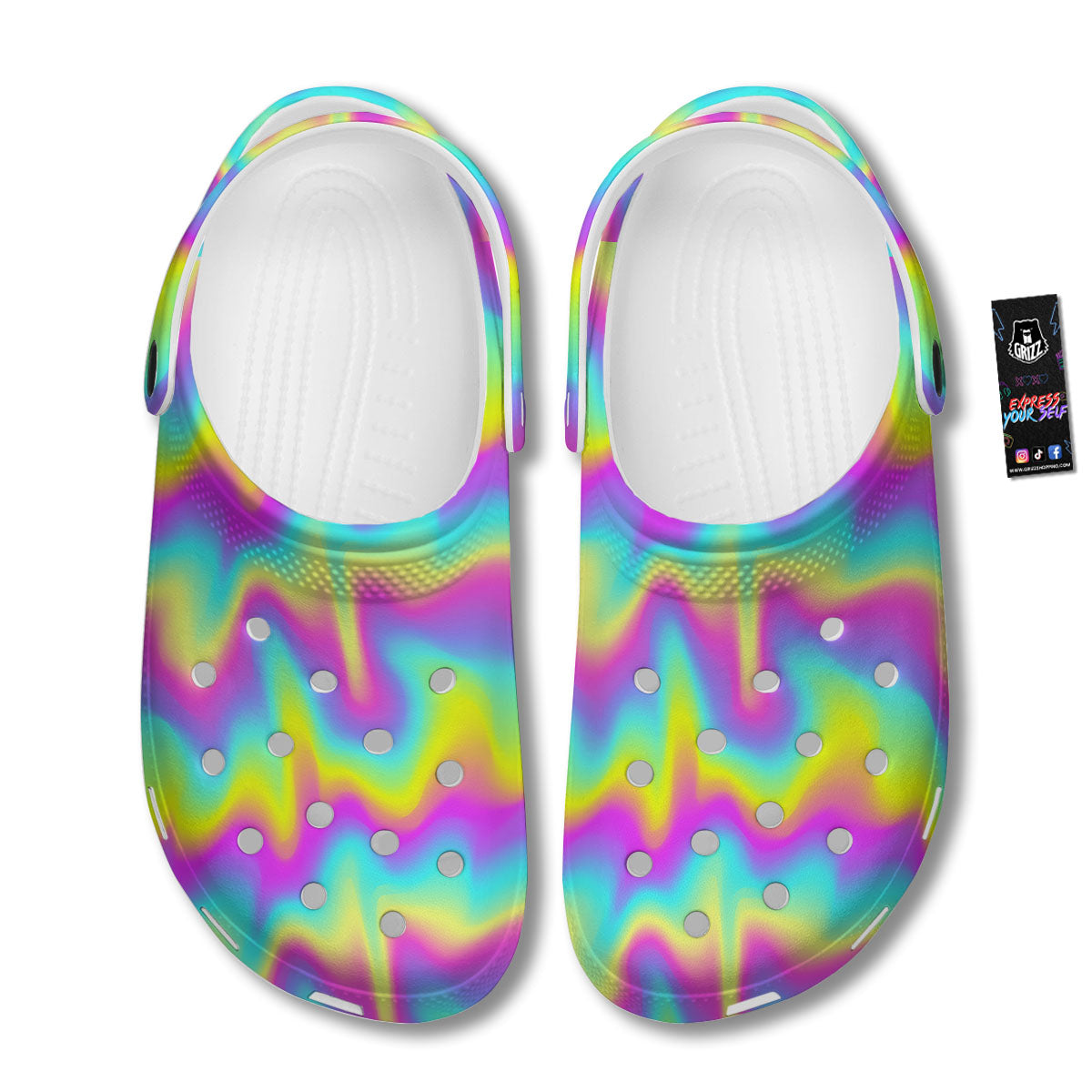 Flow Rainbow Print Pattern Clog-grizzshop