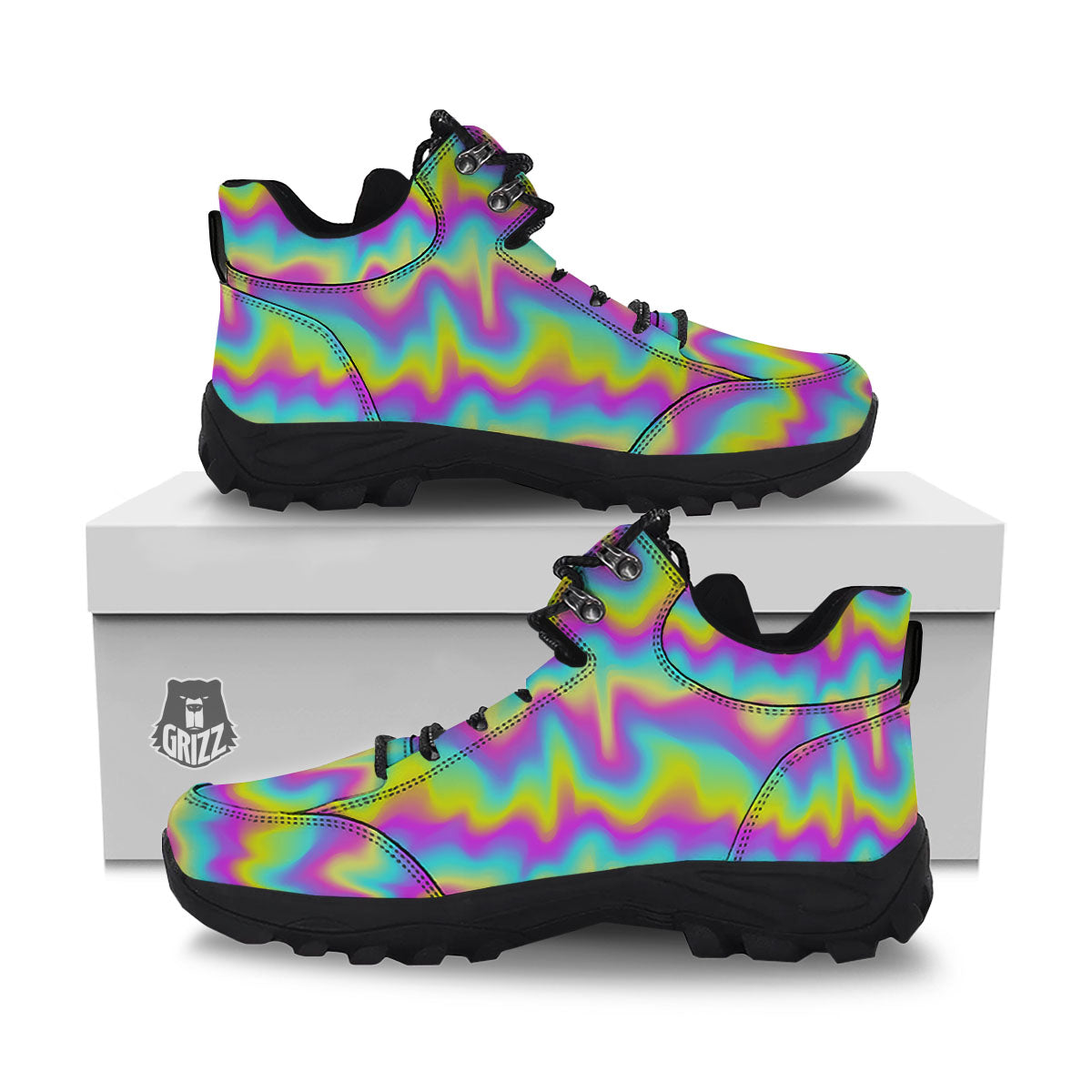 Flow Rainbow Print Pattern Hiking Shoes-grizzshop