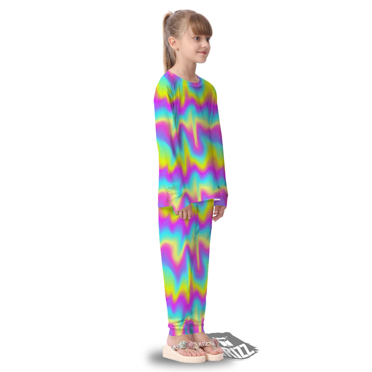 Flow Rainbow Print Pattern Kid's Pajamas-grizzshop
