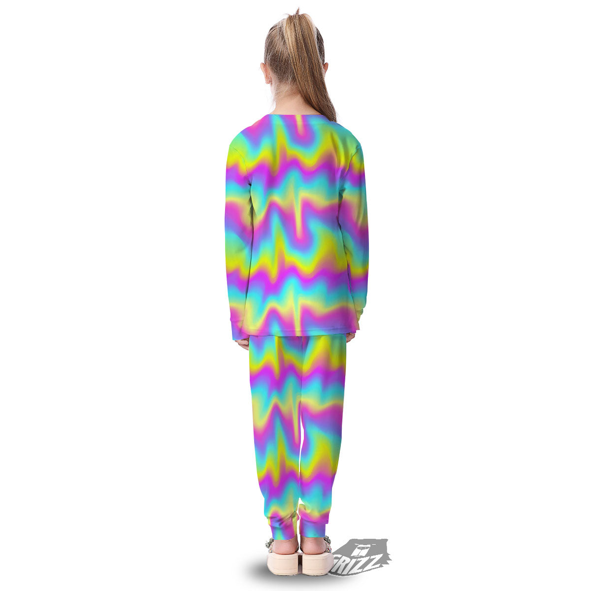 Flow Rainbow Print Pattern Kid's Pajamas-grizzshop